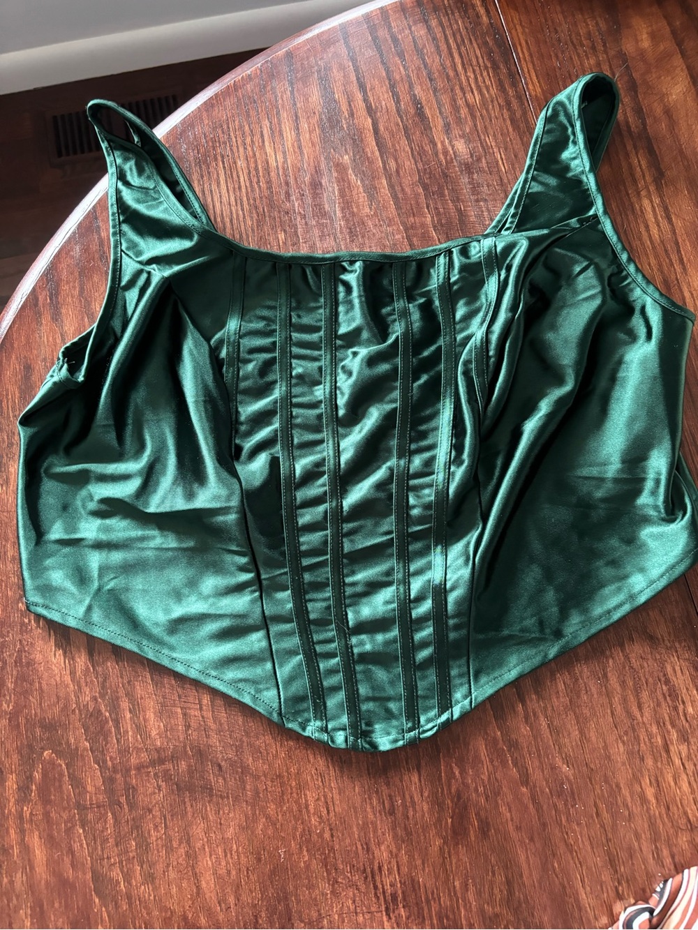 SHEIN Emerald Green Satin Corset Crop Top